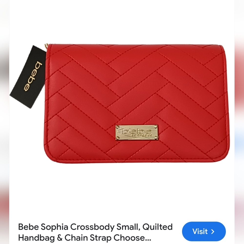 Bebe Candy Apple Red Quilted Crossbody Bag New